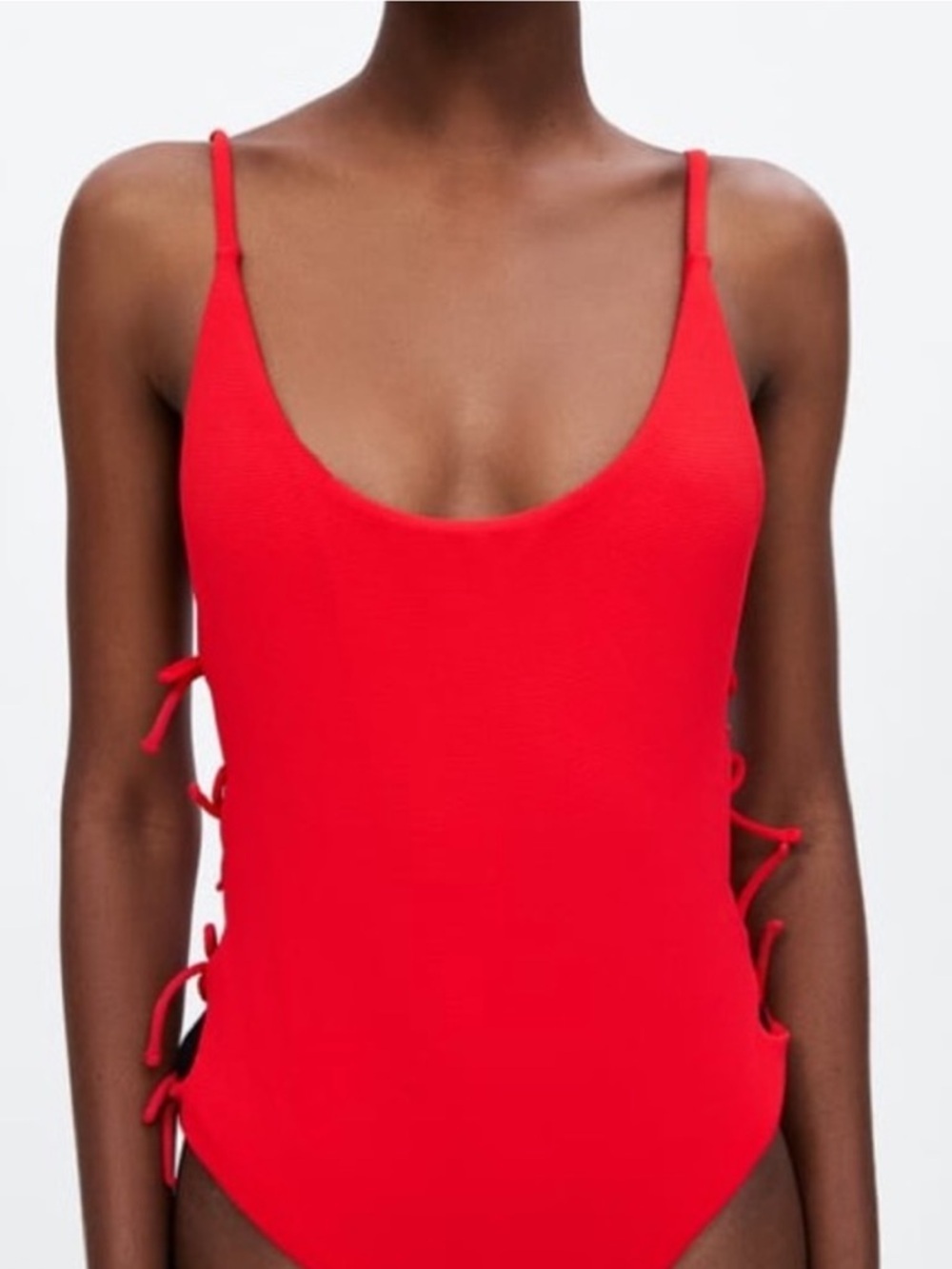 Zara Side Ties One Piece Swimsuit M